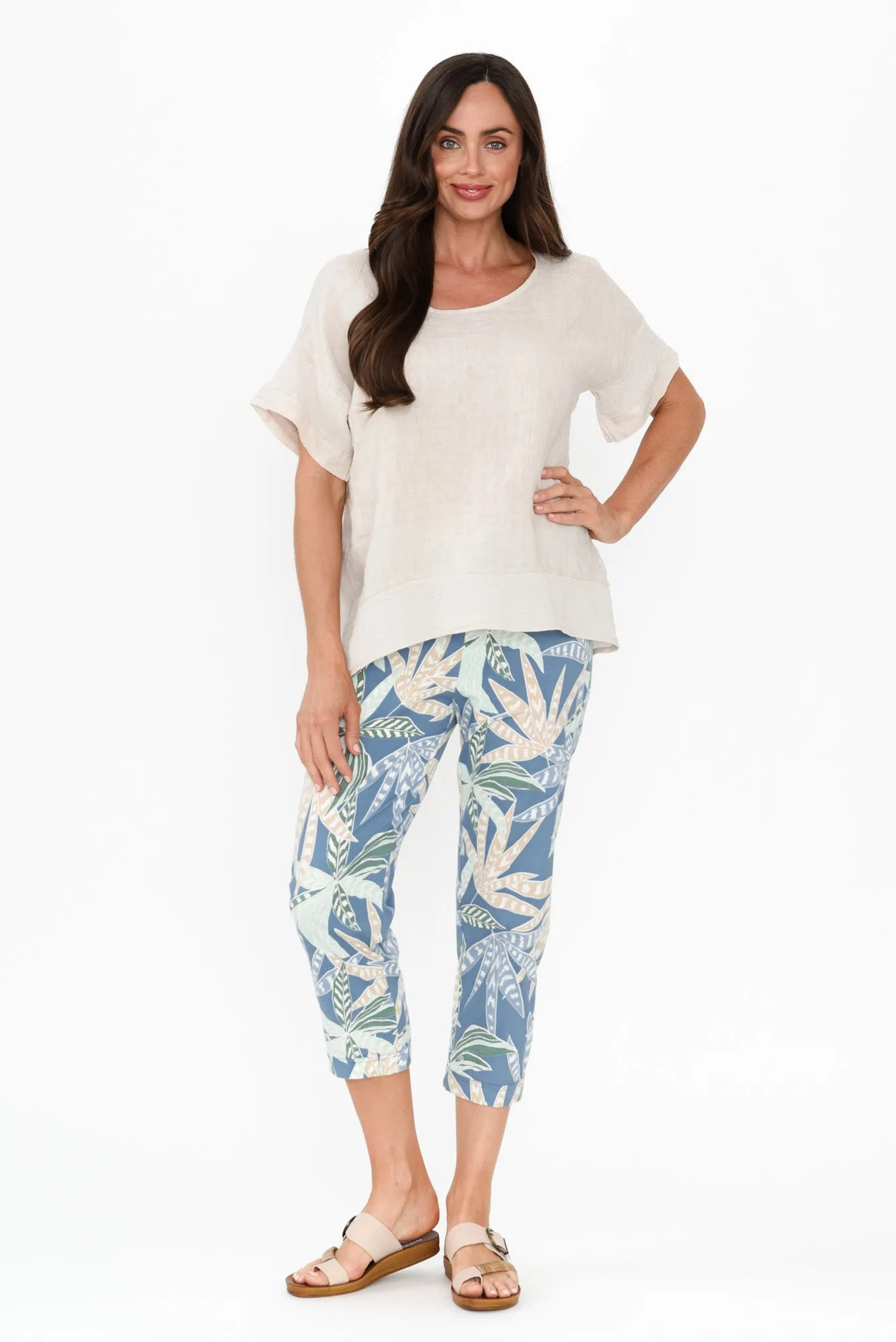 Caven Green Leaf Cotton Capri Pants sold by Blue Bungalow product image thumbnail 2