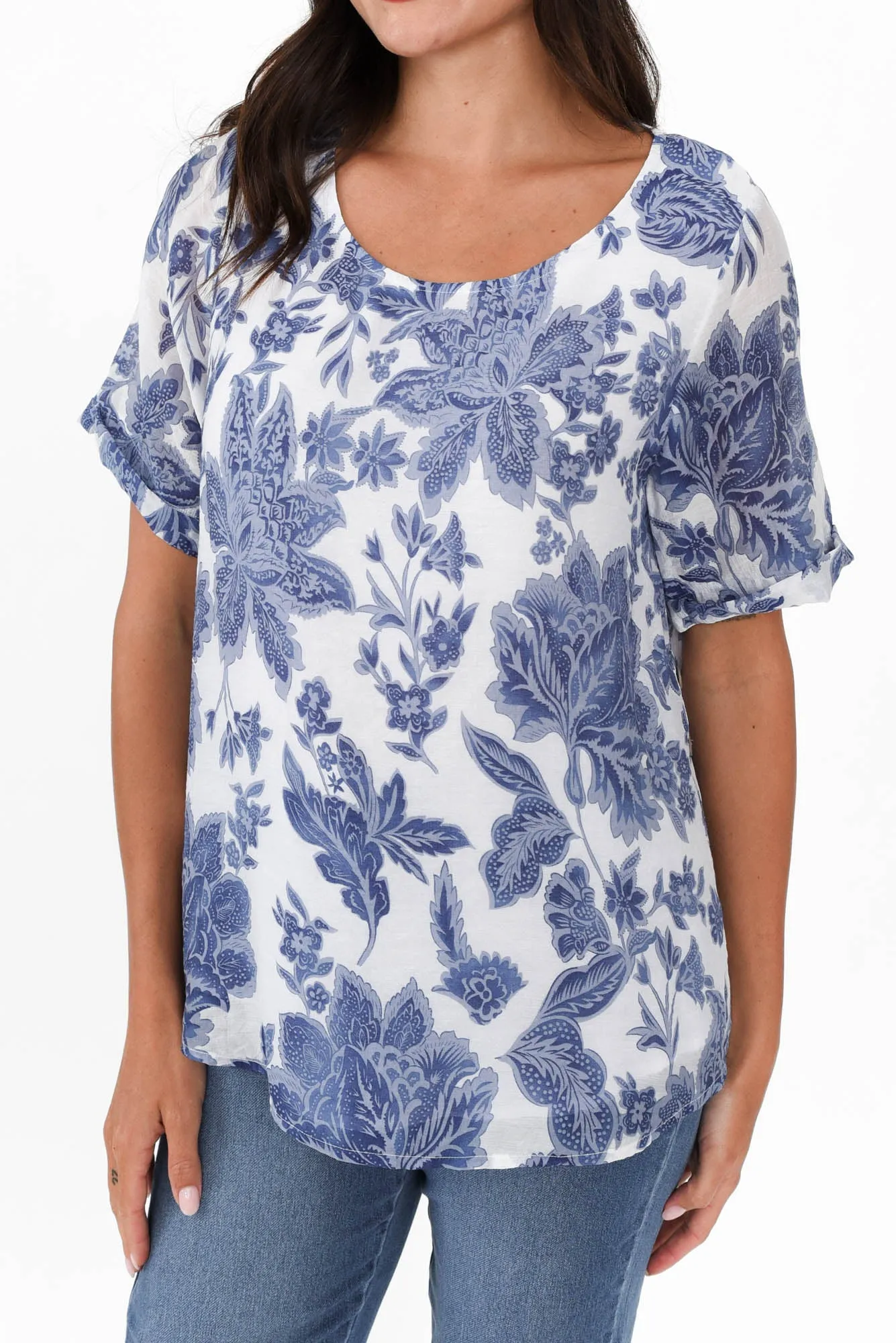 Perry Blue Floral Button Top sold by Blue Bungalow product image thumbnail 5