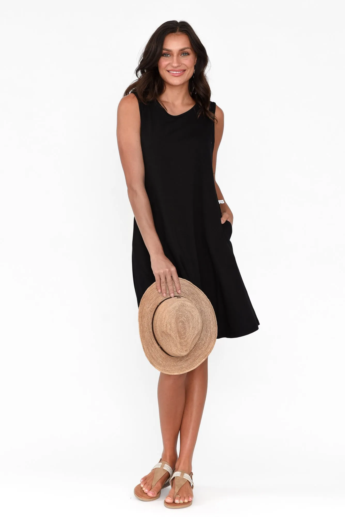 Roxanne Black Swing Dress sold by Blue Bungalow