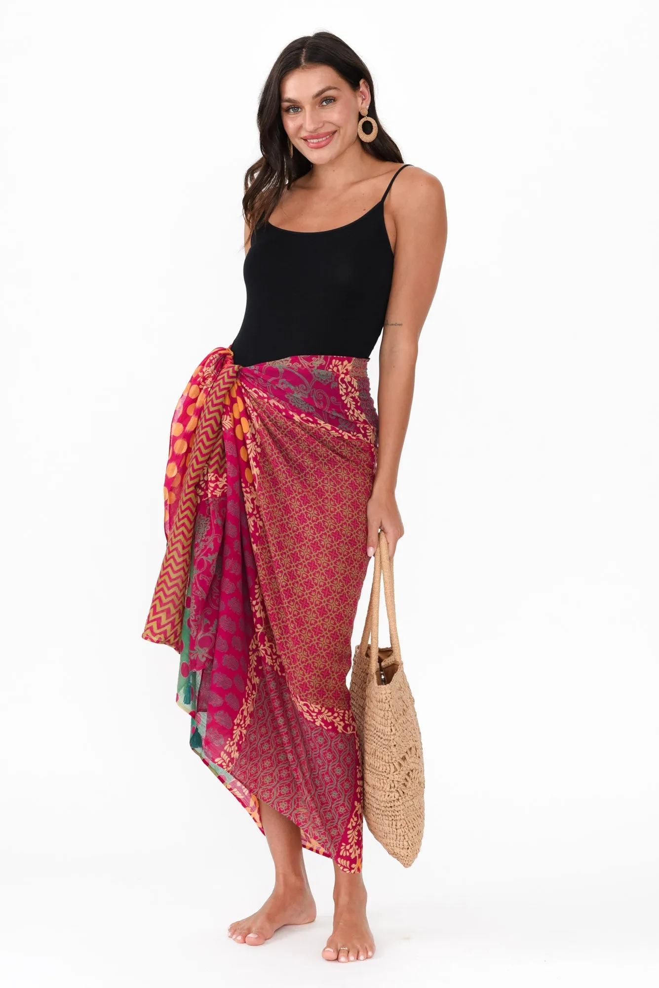 Tivoli Pink Geo Tassel Sarong sold by Blue Bungalow product image thumbnail 2