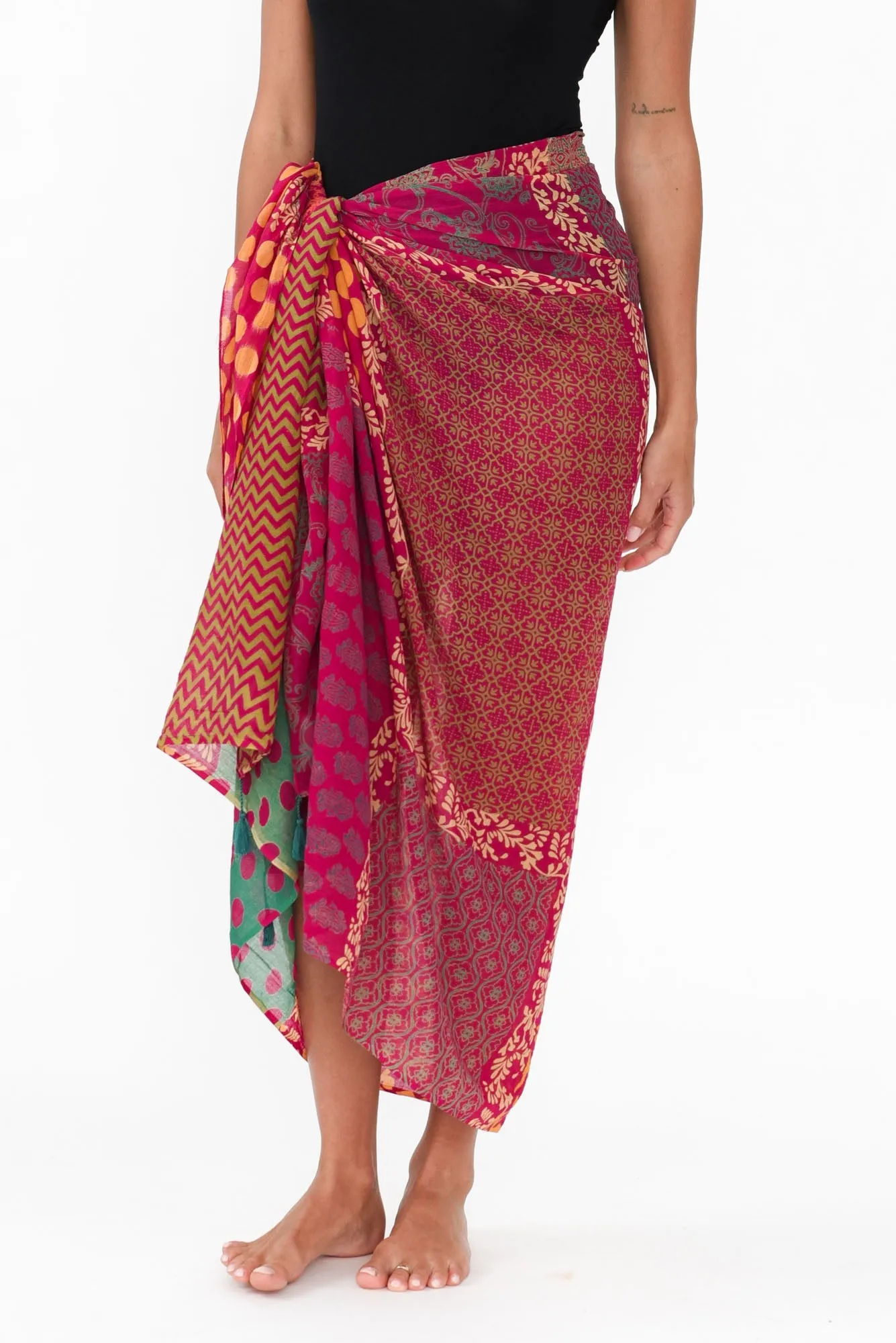Tivoli Pink Geo Tassel Sarong sold by Blue Bungalow