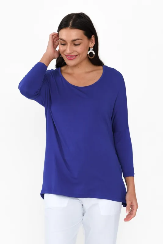 Royal Blue Milan 3/4 Sleeve Top sold by Blue Bungalow