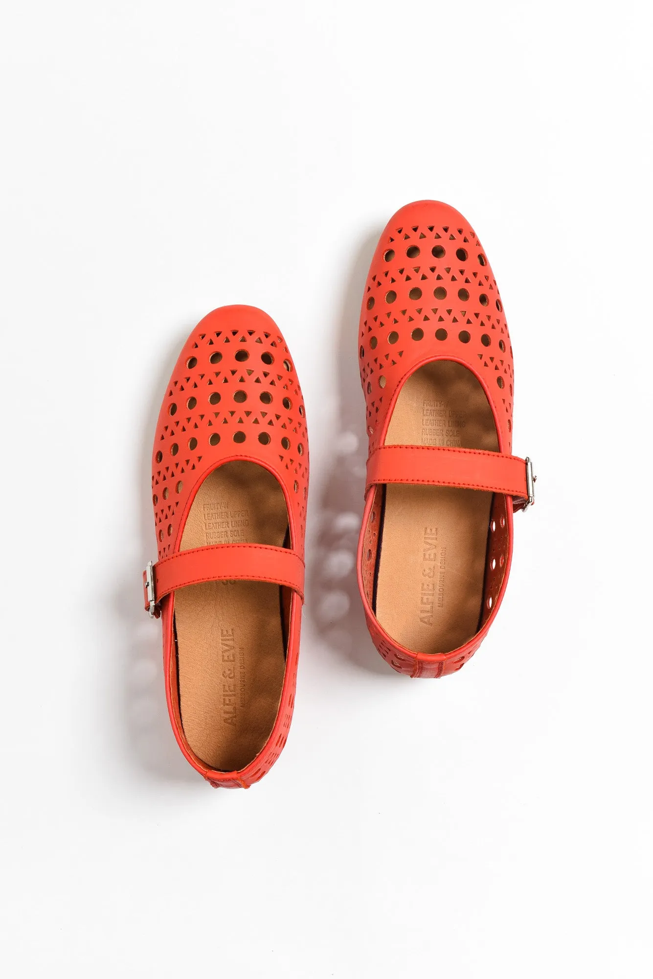Fruity Red Leather Ballet Flat sold by Blue Bungalow