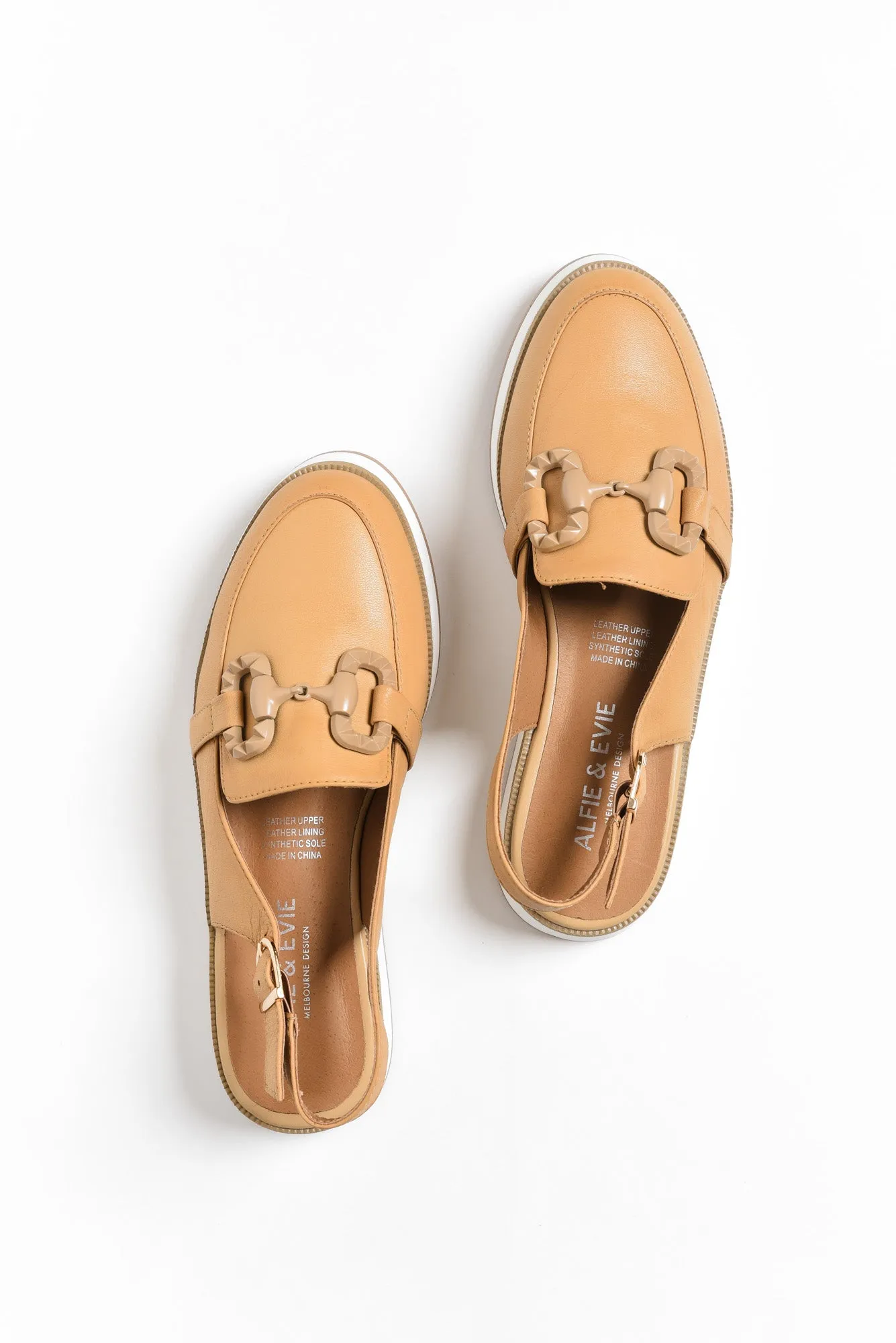 Quantum Camel Leather Slingback Loafer sold by Blue Bungalow