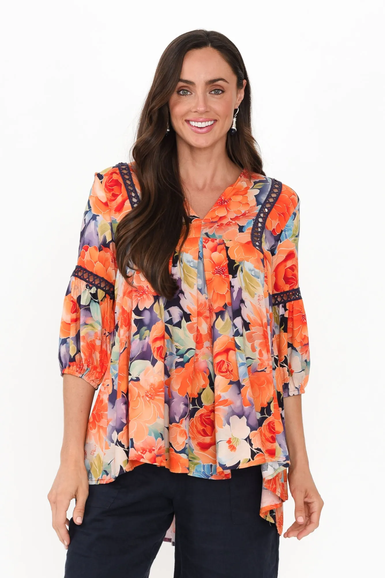Primrose Orange Floral Top sold by Blue Bungalow