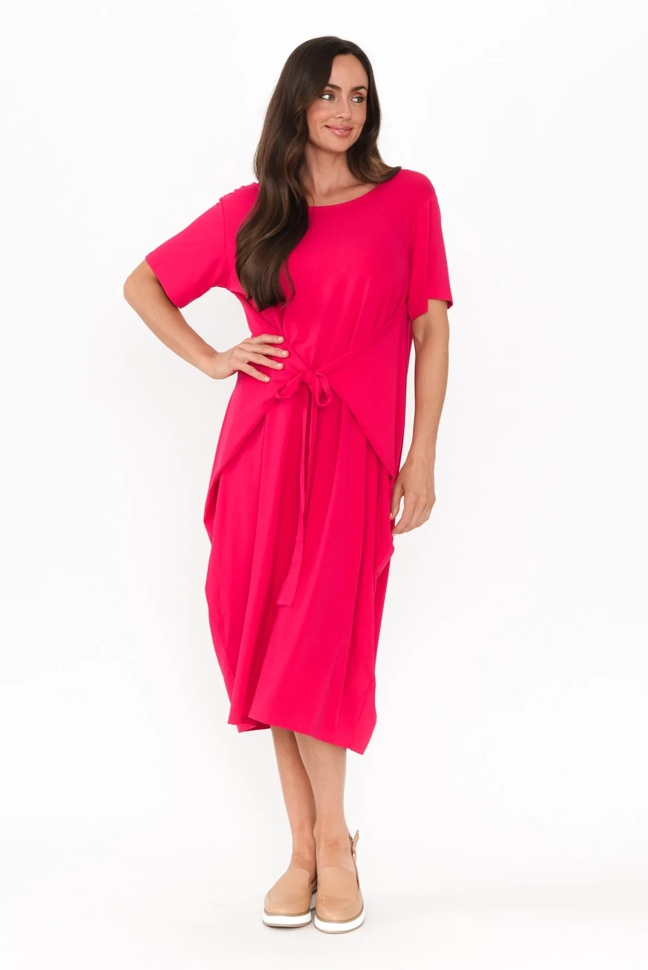 Tidal Raspberry Layered Bamboo Dress sold by Blue Bungalow