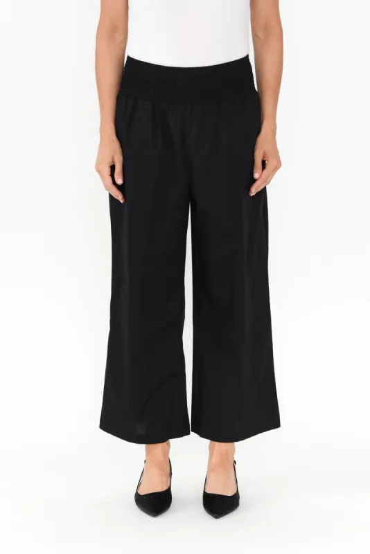 Sevilla Black Wide Leg Cotton Pants sold by Blue Bungalow