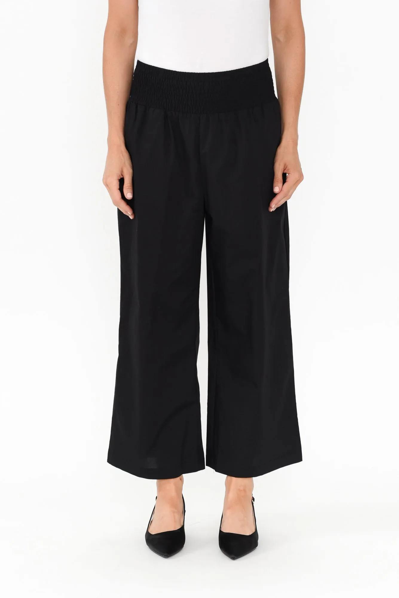 Sevilla Black Wide Leg Cotton Pants sold by Blue Bungalow