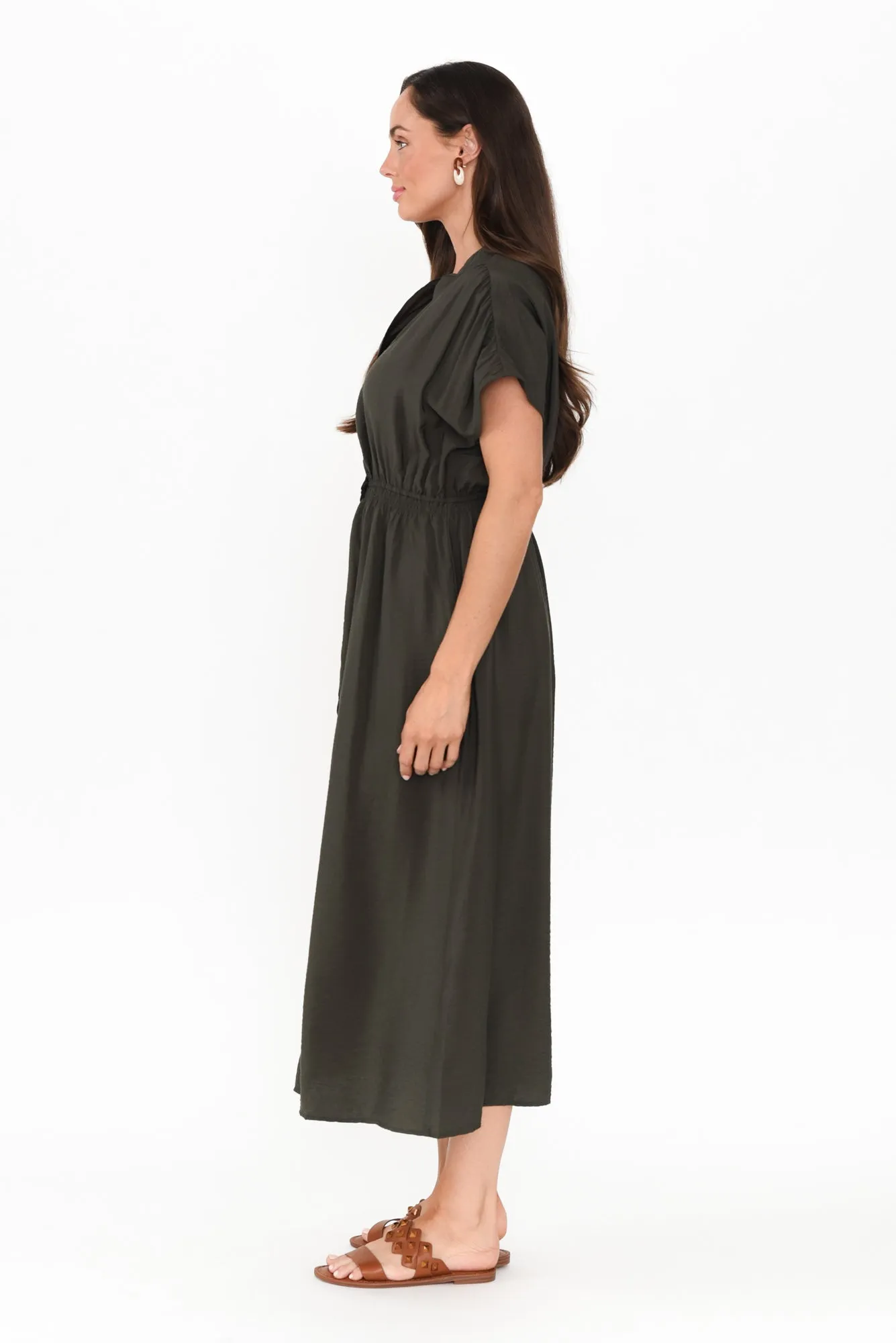Simone Khaki Button Dress sold by Blue Bungalow product image thumbnail 3