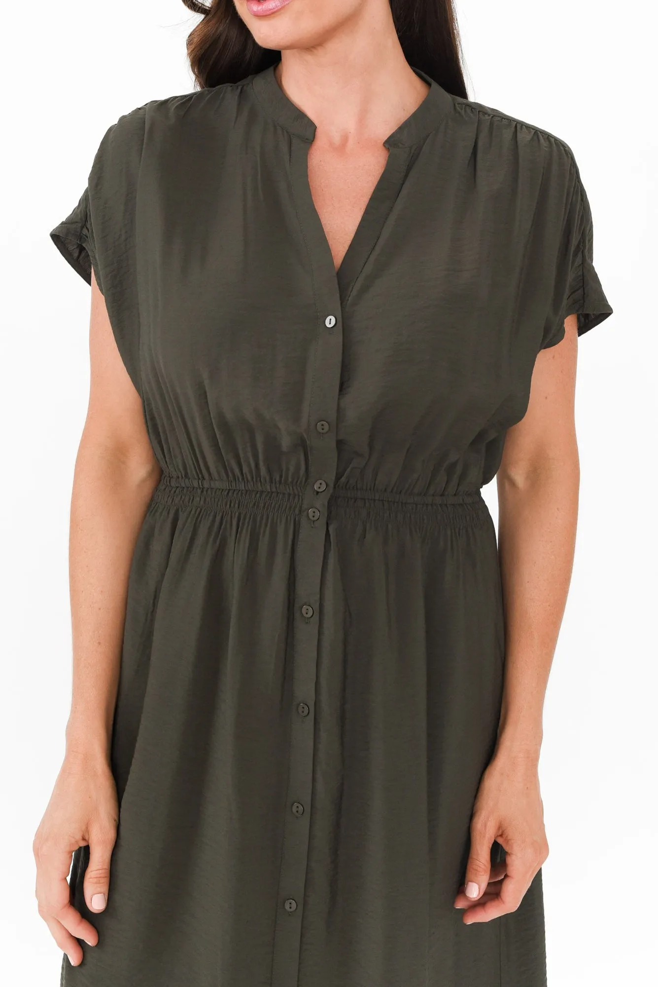 Simone Khaki Button Dress sold by Blue Bungalow product image thumbnail 5