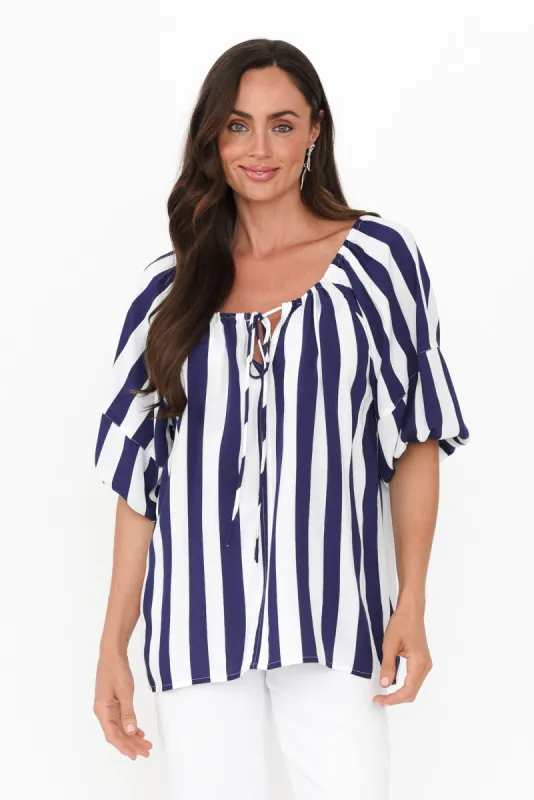 Camilla Blue Stripe Top sold by Blue Bungalow