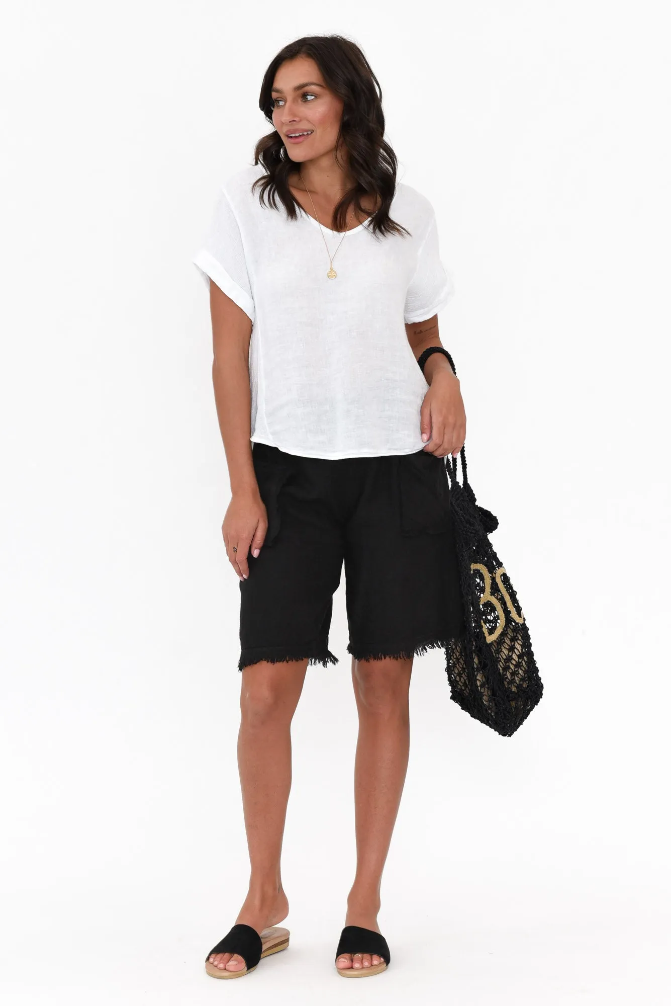 Fraser Black Linen Shorts sold by Blue Bungalow product image thumbnail 2