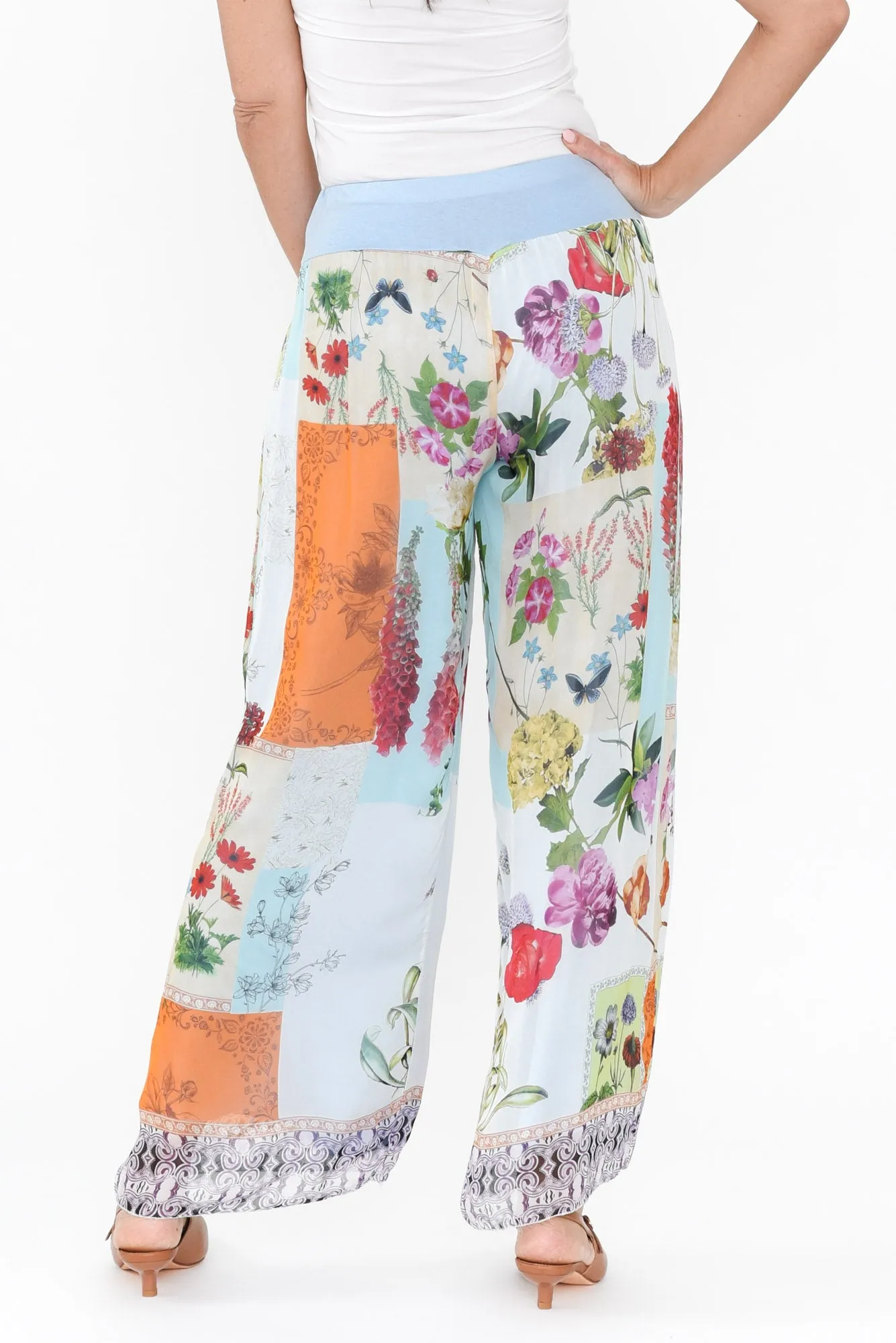 Coralia Cream Floral Silk Pants sold by Blue Bungalow product image thumbnail 4