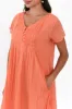 Sabina Peach Crinkle Cotton Dress sold by Blue Bungalow