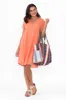 Sabina Peach Crinkle Cotton Dress sold by Blue Bungalow