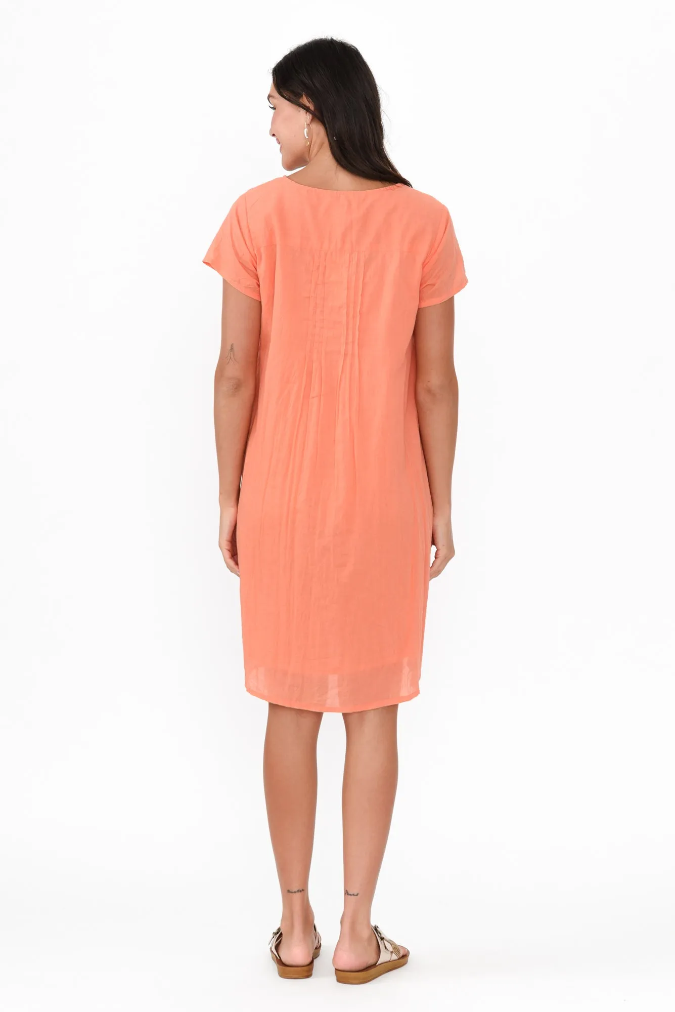 Sabina Peach Crinkle Cotton Dress sold by Blue Bungalow product image thumbnail 4