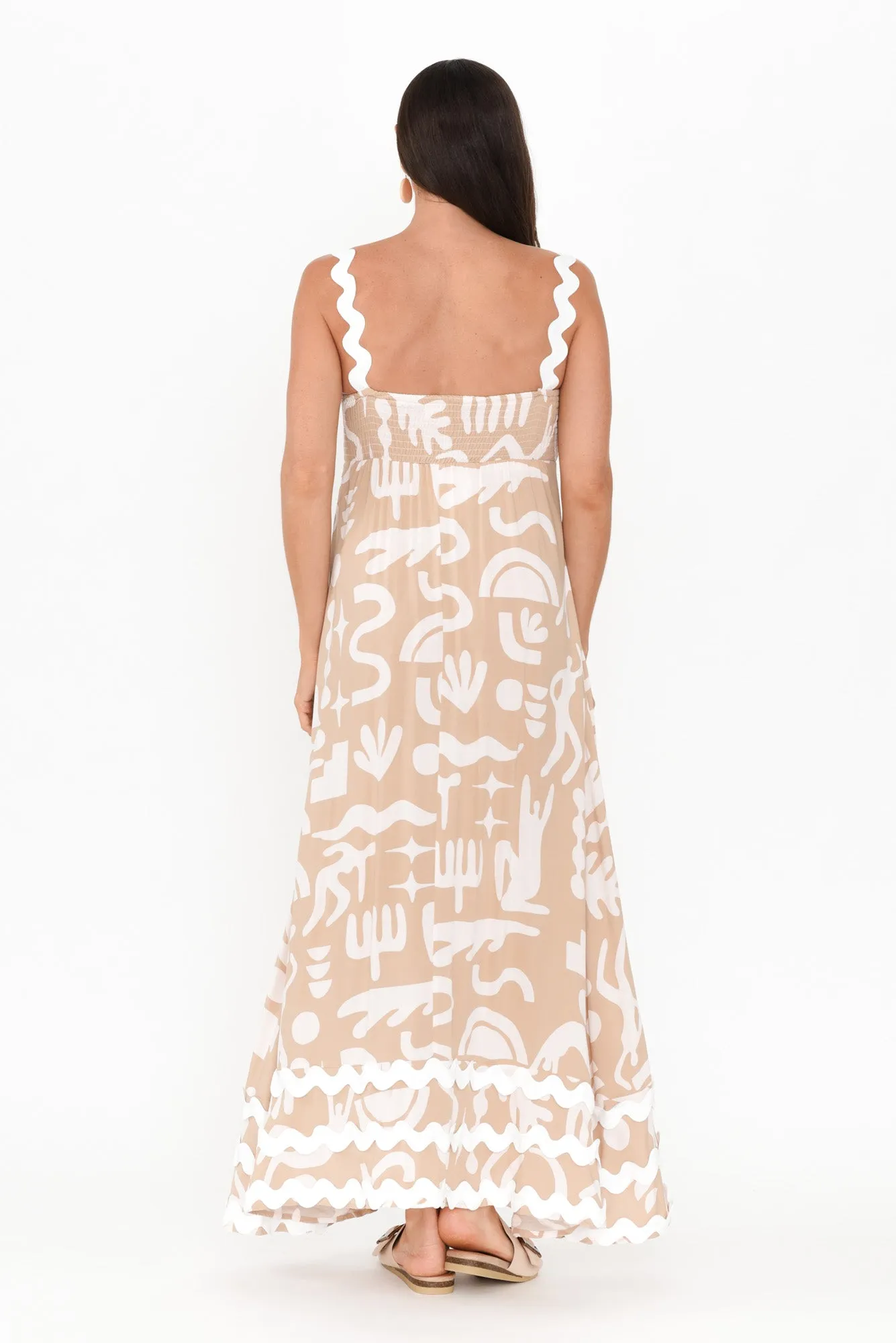 Eda Beige Abstract Maxi Dress sold by Blue Bungalow product image thumbnail 4