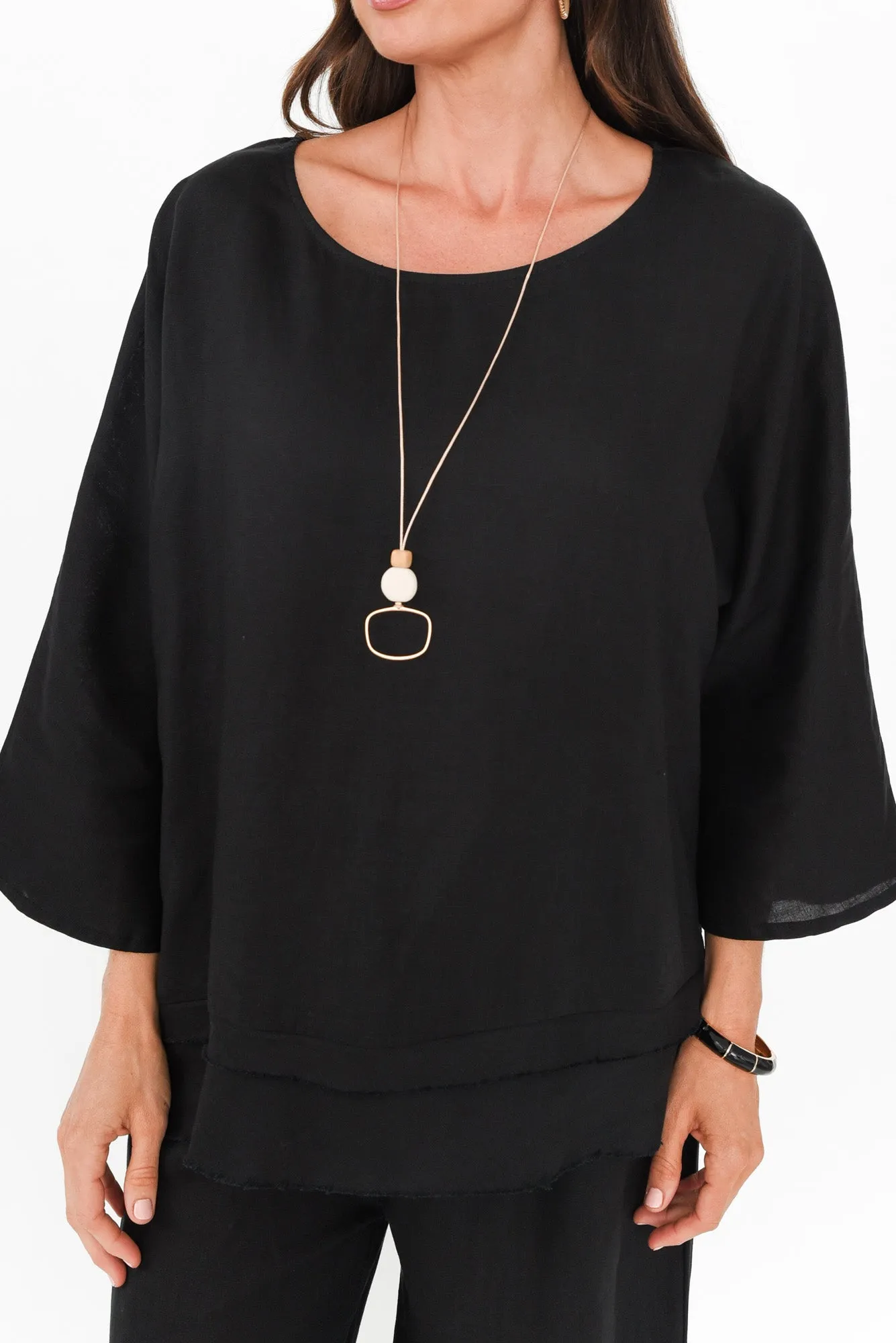 Johanna Black Linen Blend Top sold by Blue Bungalow product image thumbnail 5