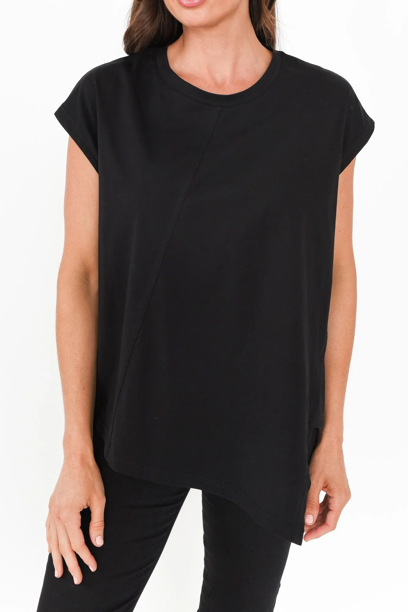 Dione Black Cotton Blend Asymmetric Top sold by Blue Bungalow product image thumbnail 5