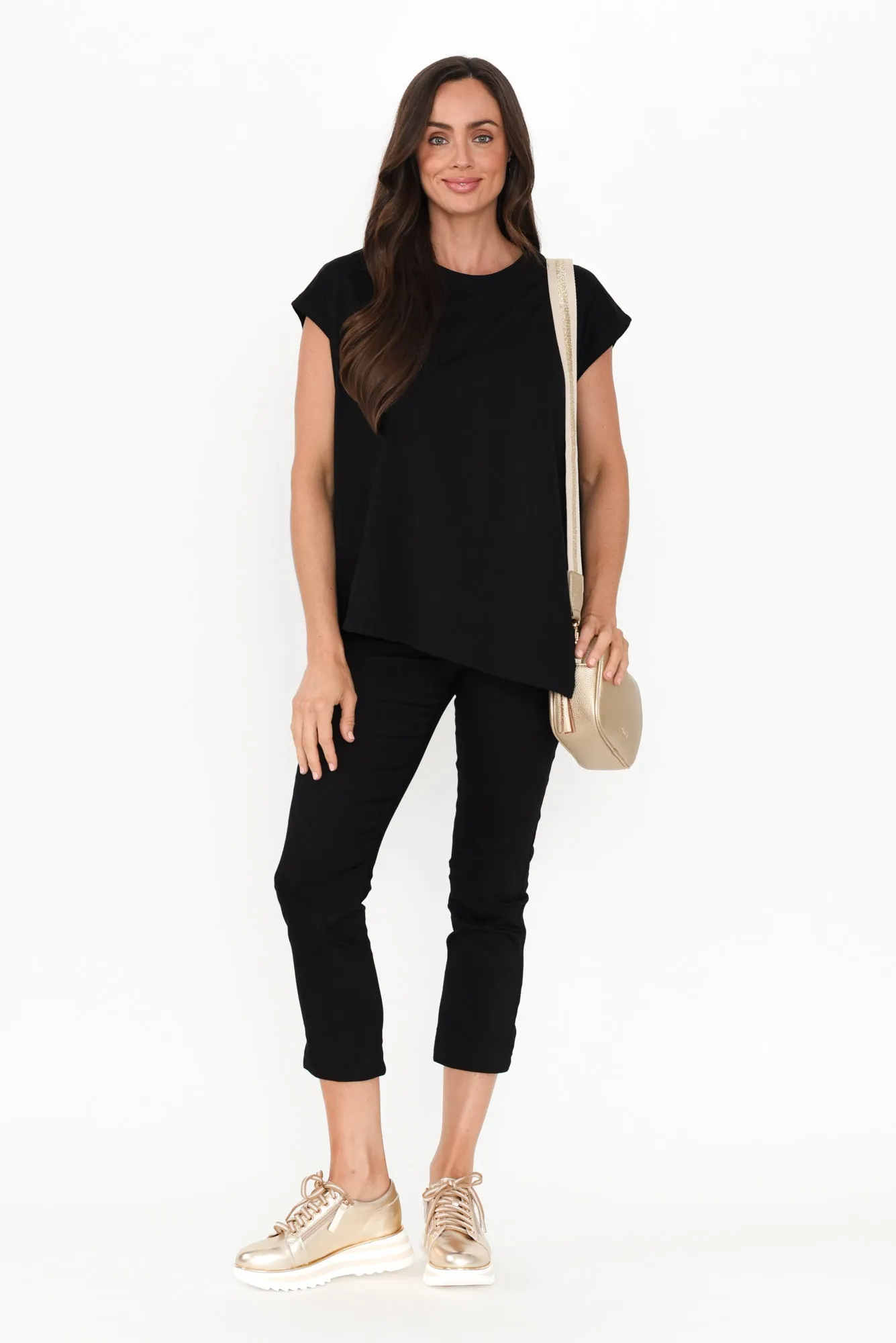 Dione Black Cotton Blend Asymmetric Top sold by Blue Bungalow product image thumbnail 2