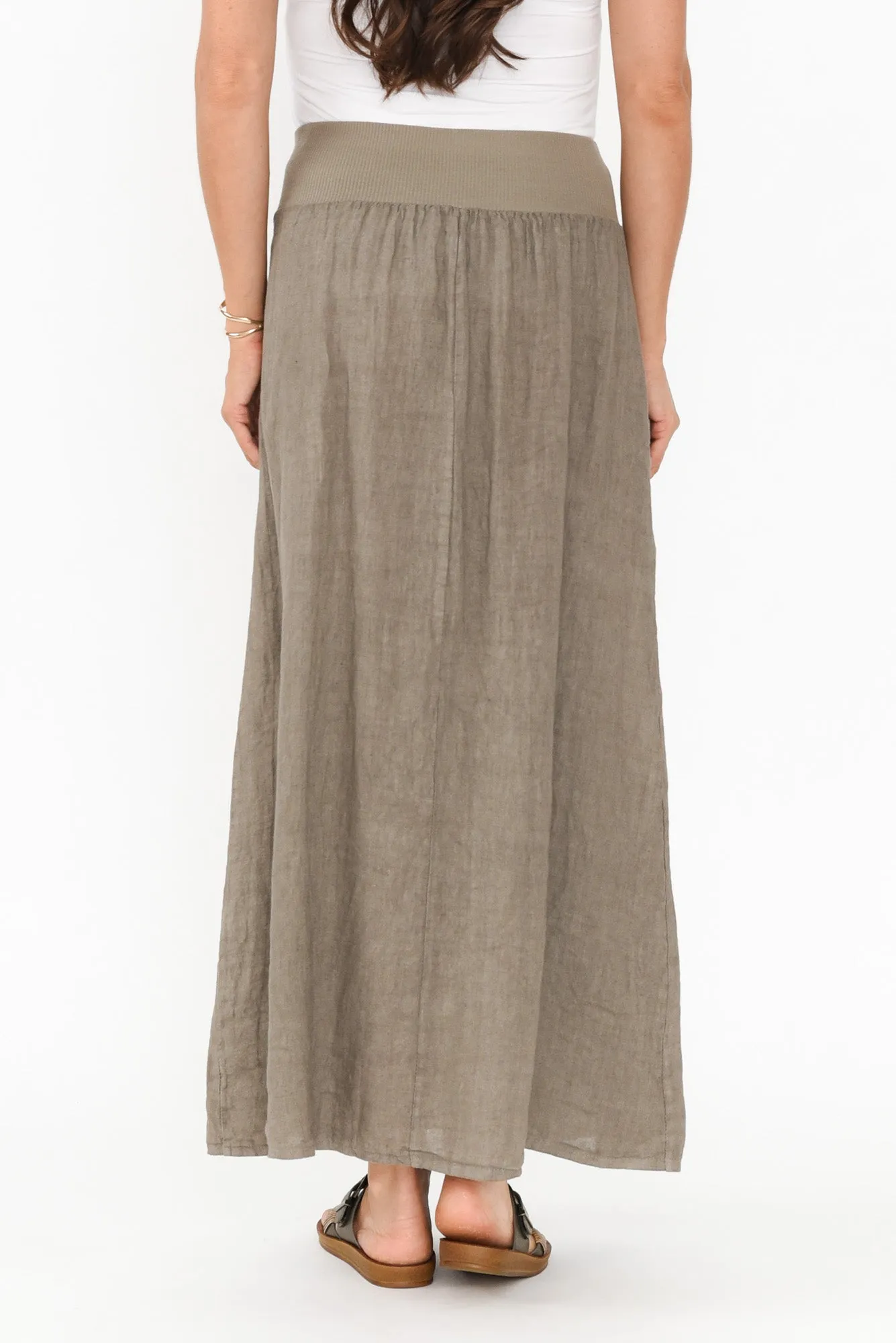 Ani Taupe Linen Pocket Maxi Skirt sold by Blue Bungalow product image thumbnail 4