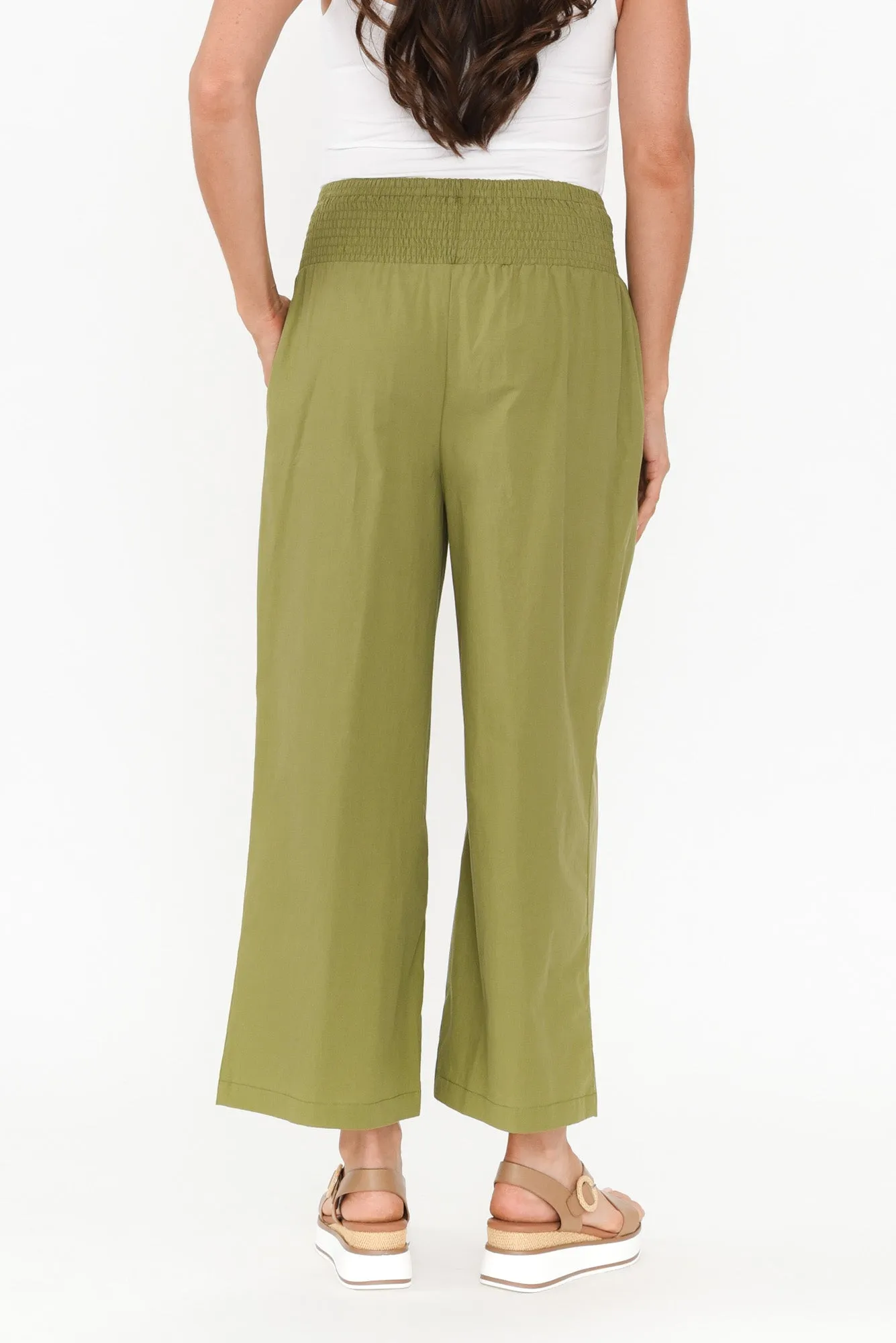 Sevilla Green Wide Leg Cotton Pants sold by Blue Bungalow product image thumbnail 4