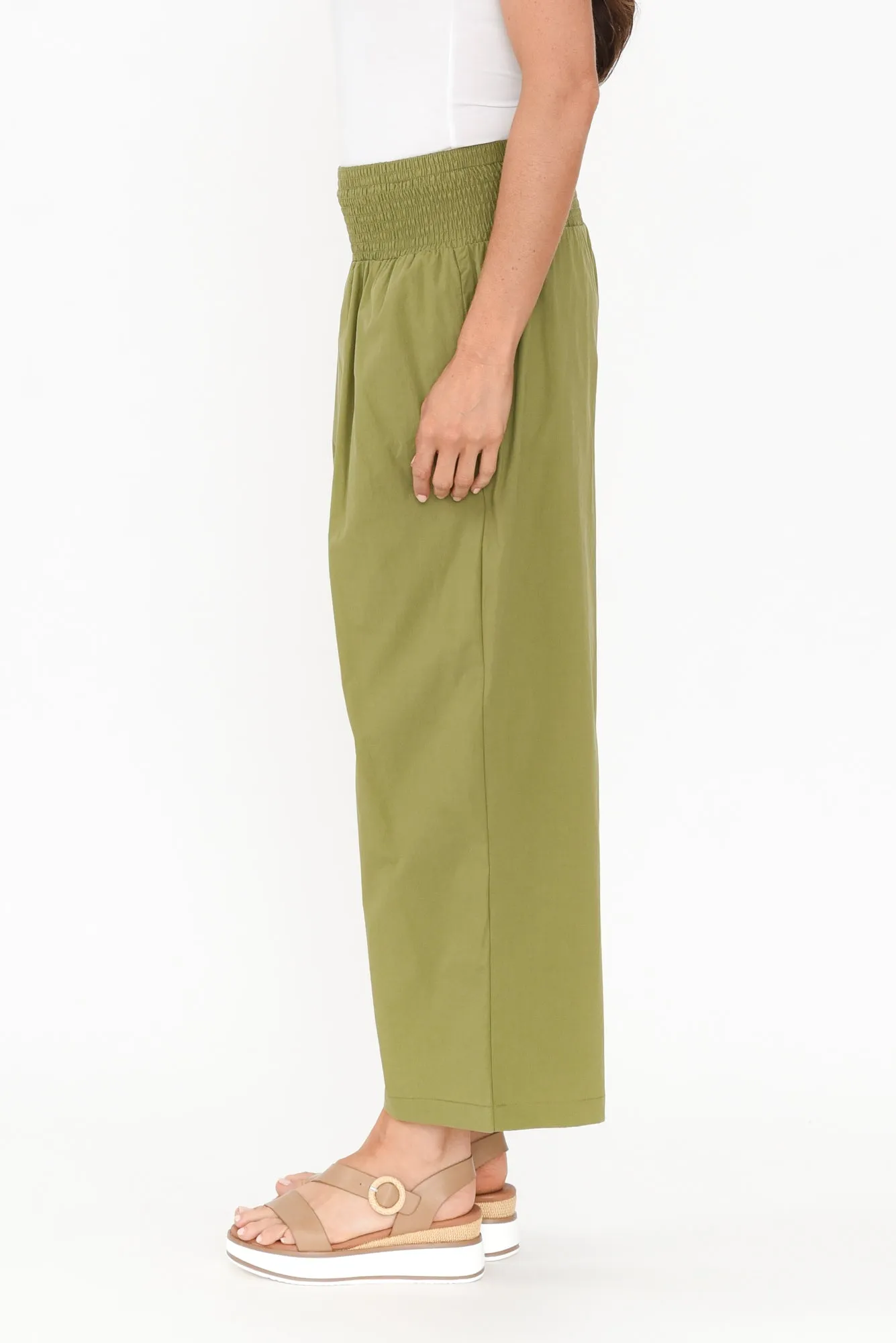 Sevilla Green Wide Leg Cotton Pants sold by Blue Bungalow product image thumbnail 3