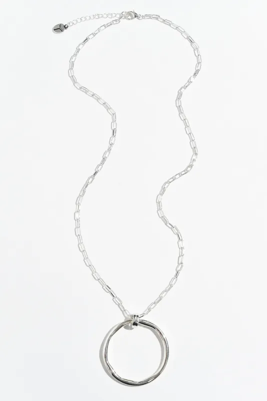 Ivana Silver Circle Pendant Necklace sold by Blue Bungalow