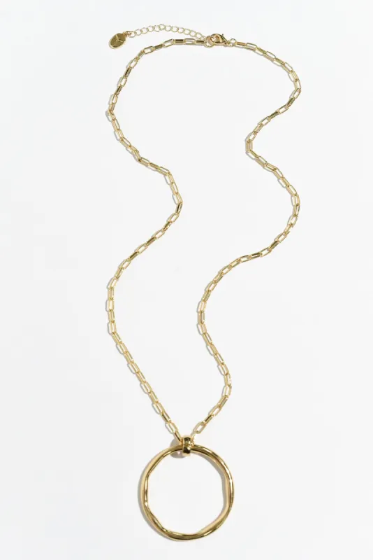 Ivana Gold Circle Pendant Necklace sold by Blue Bungalow