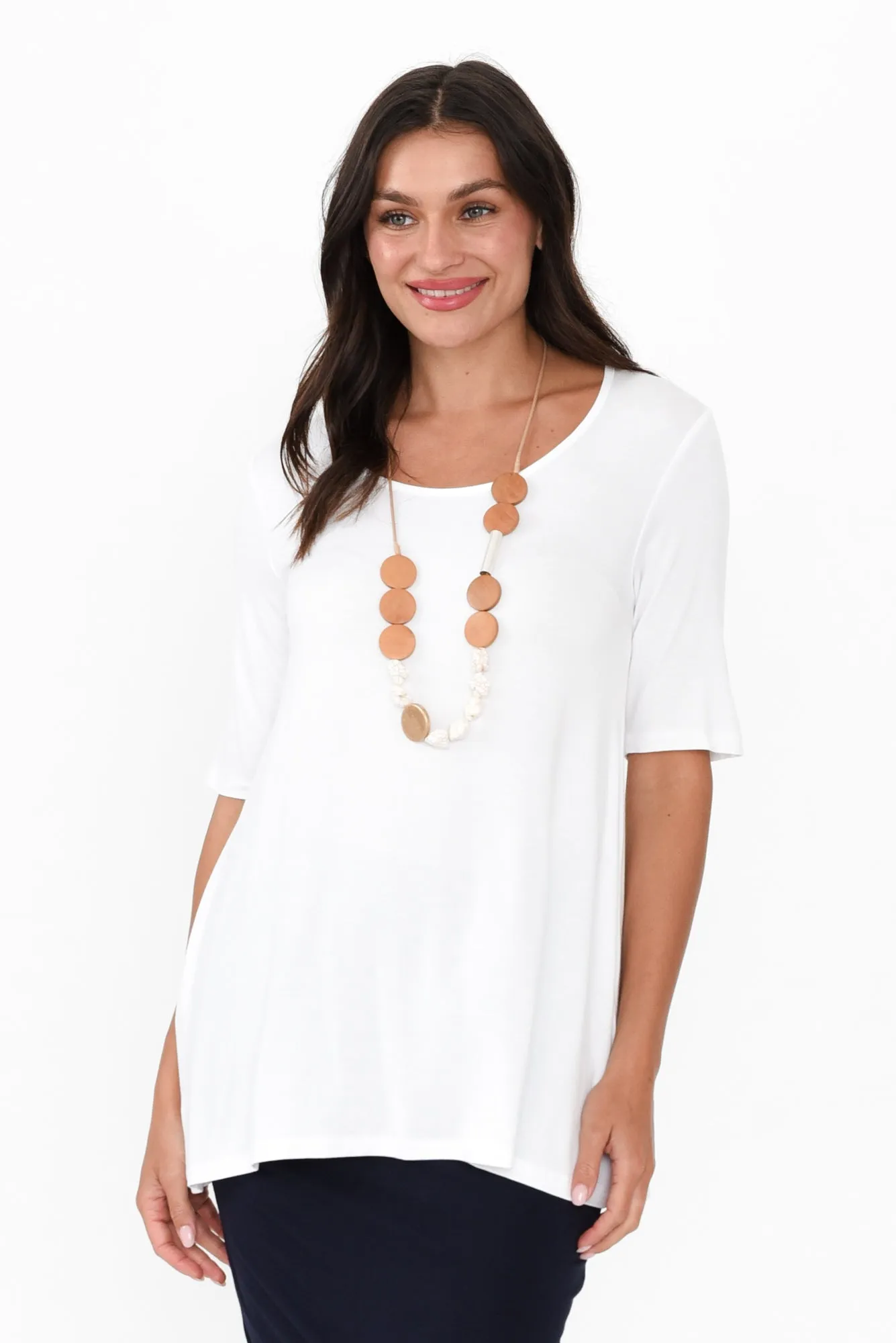 Carter White Bamboo Tunic Top sold by Blue Bungalow