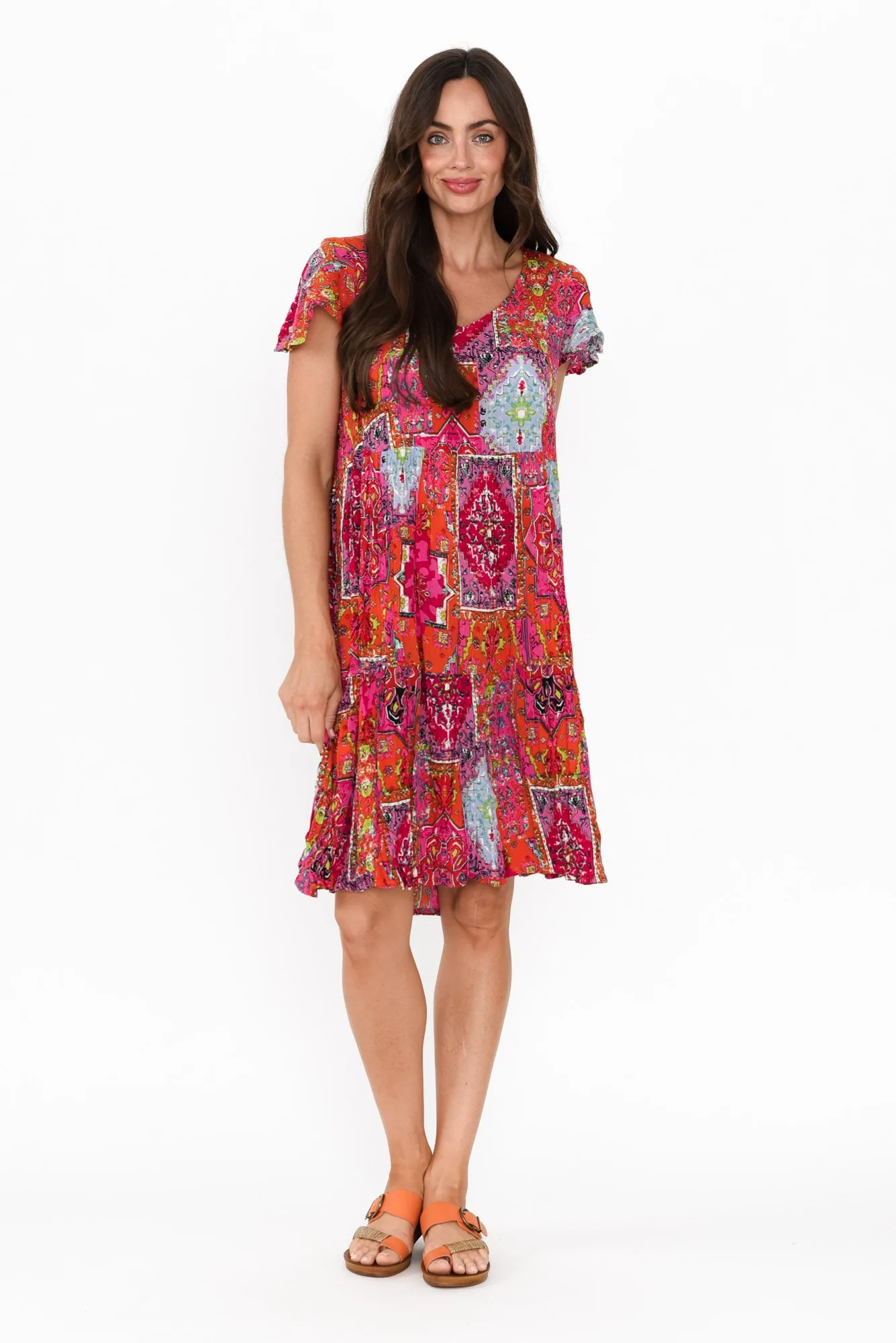 Azalea Pink Mosaic Crinkle Dress sold by Blue Bungalow product image thumbnail 2