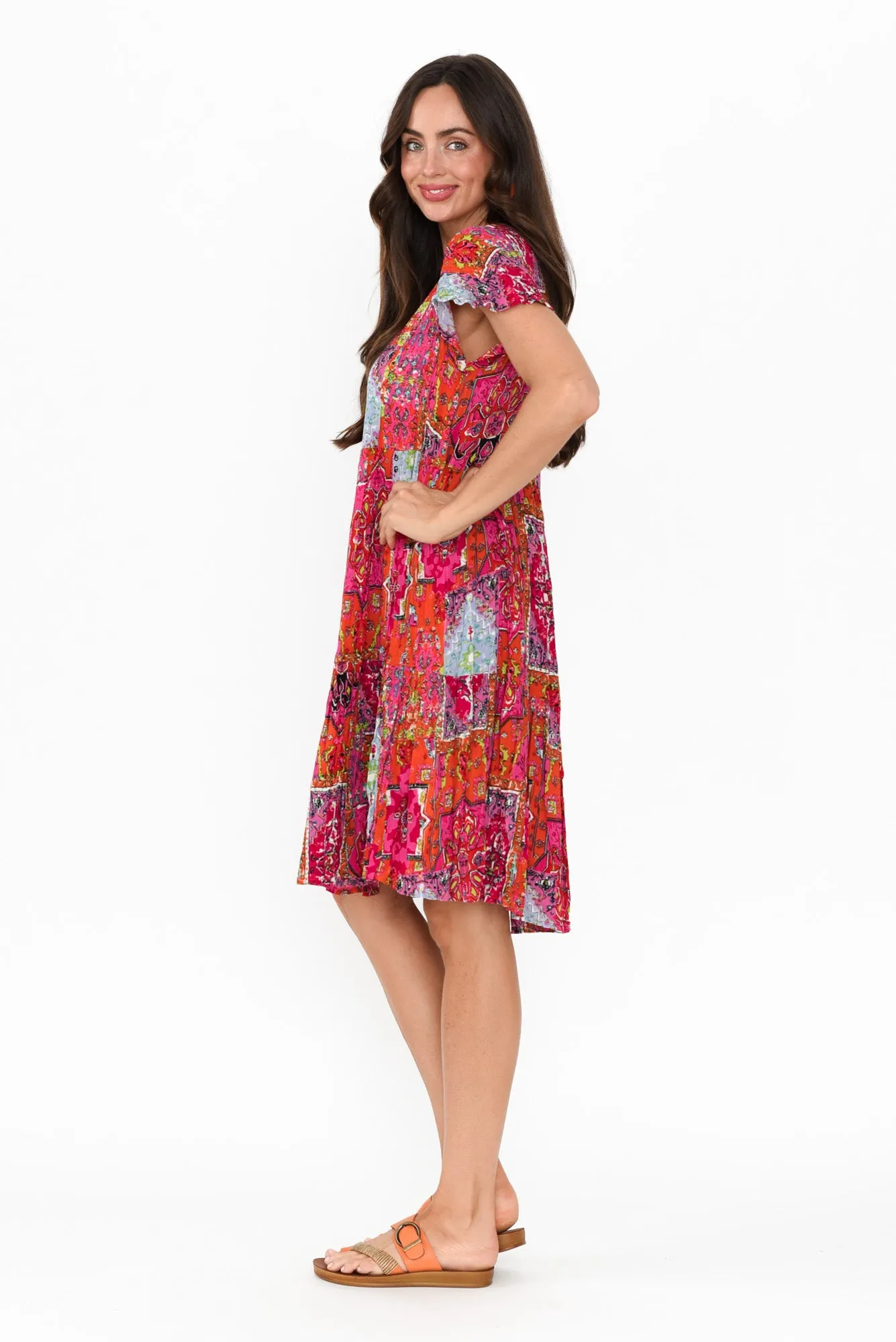 Azalea Pink Mosaic Crinkle Dress sold by Blue Bungalow product image thumbnail 3