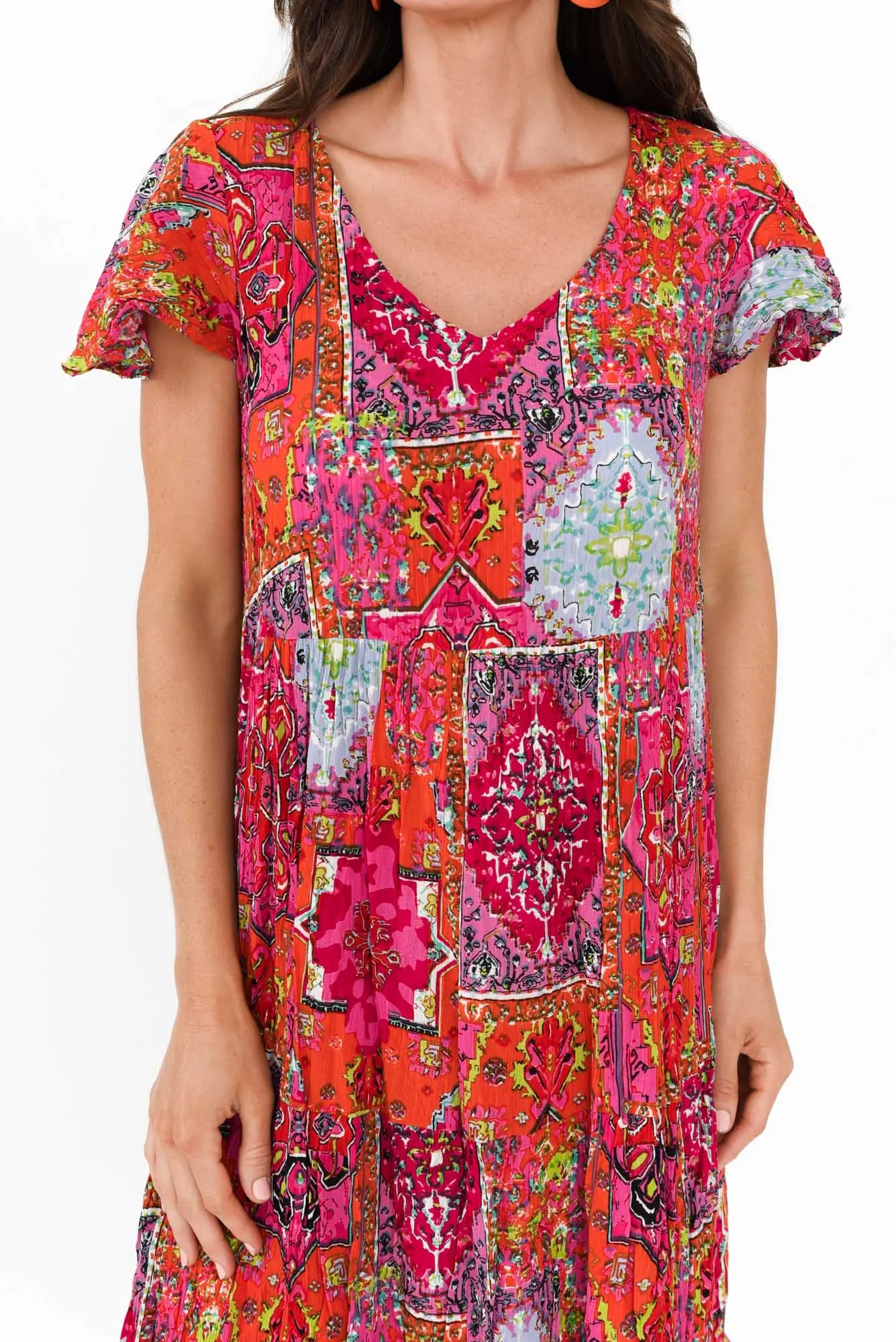 Azalea Pink Mosaic Crinkle Dress sold by Blue Bungalow product image thumbnail 5