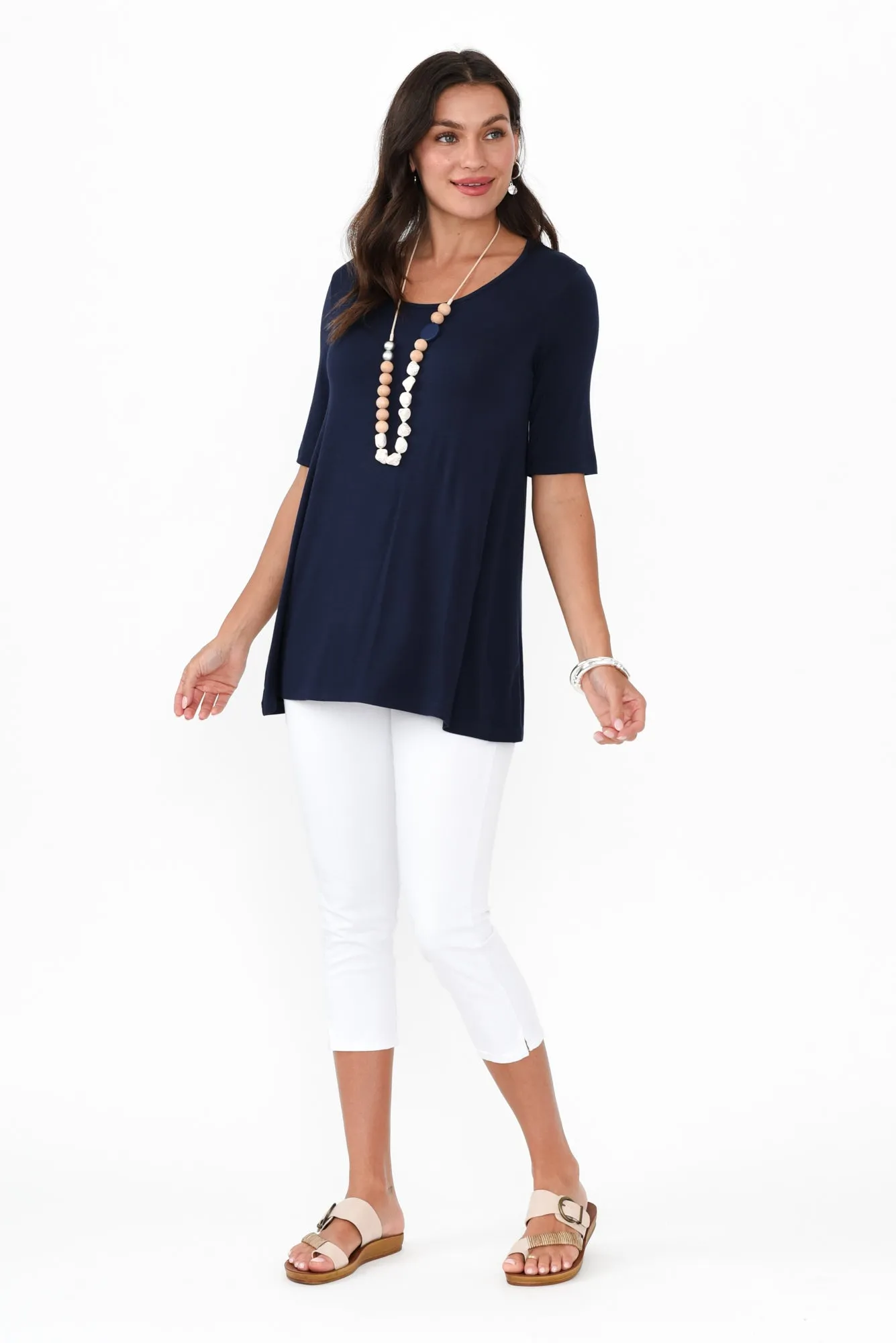 Carter Navy Bamboo Tunic Top sold by Blue Bungalow product image thumbnail 2