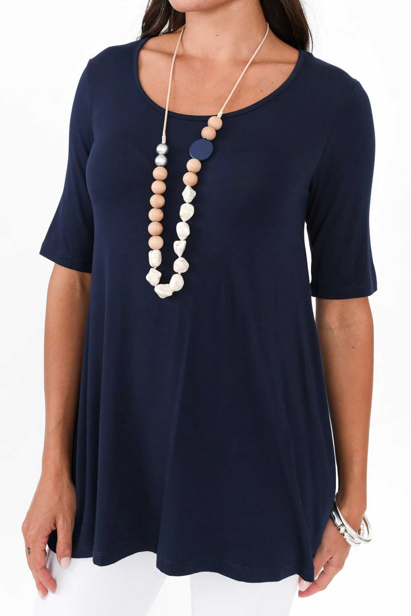 Carter Navy Bamboo Tunic Top sold by Blue Bungalow product image thumbnail 5