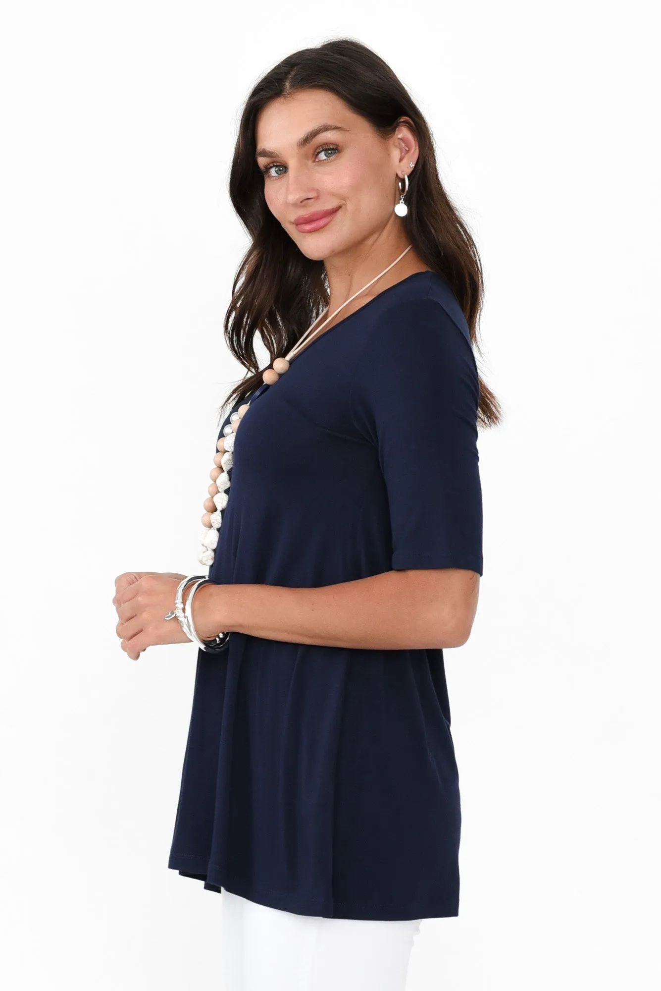Carter Navy Bamboo Tunic Top sold by Blue Bungalow product image thumbnail 3
