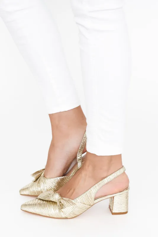 Isla Gold Bow Slingback Heel sold by Blue Bungalow