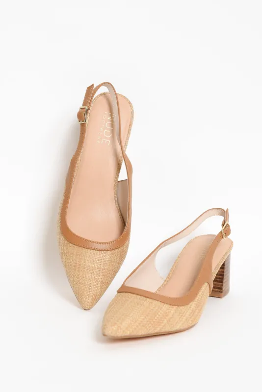 Patricia Tan Contrast Leather Slingback Heel sold by Blue Bungalow