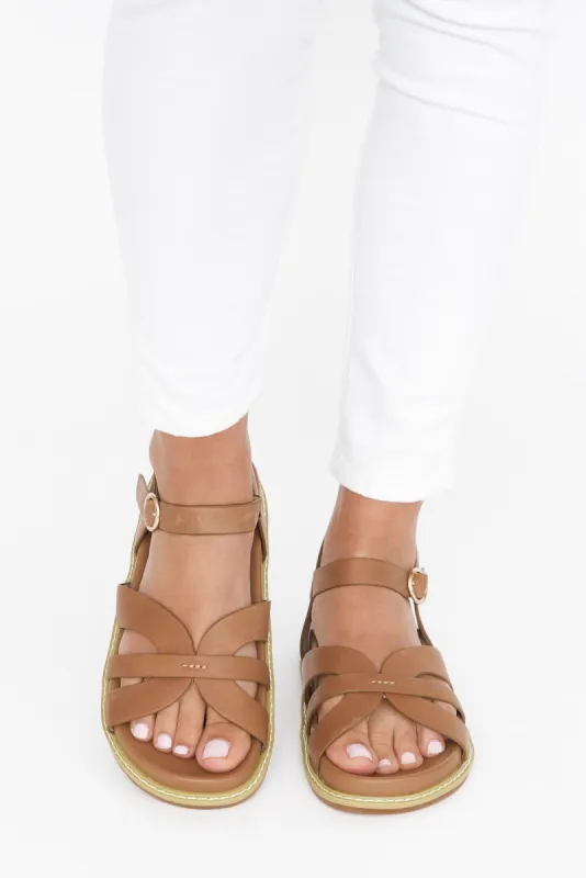 Talia Tan Leather Platform Sandal sold by Blue Bungalow