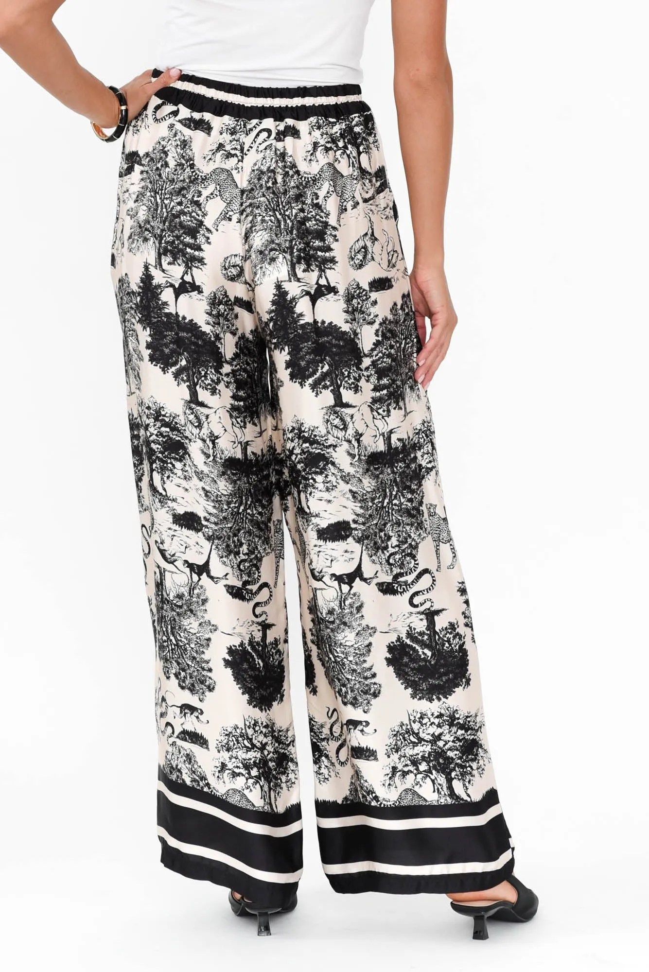 Corio Black Garden Silk Blend Tie Pants sold by Blue Bungalow product image thumbnail 4