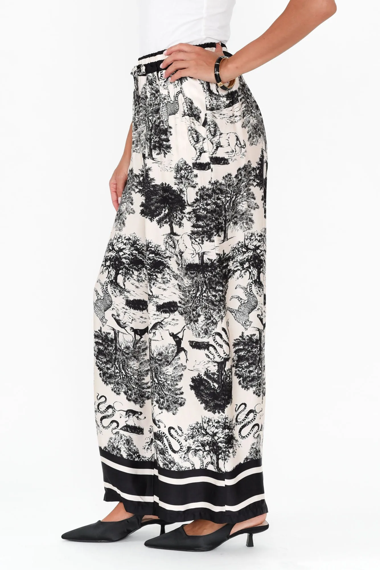 Corio Black Garden Silk Blend Tie Pants sold by Blue Bungalow product image thumbnail 3