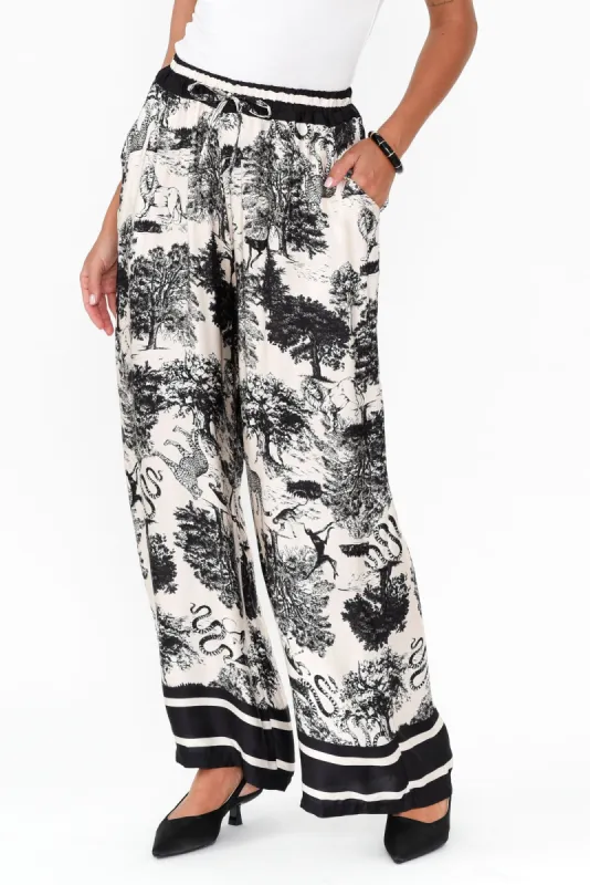 Corio Black Garden Silk Blend Tie Pants sold by Blue Bungalow