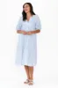 Zariah Blue Stripe Cotton Tier Dress sold by Blue Bungalow