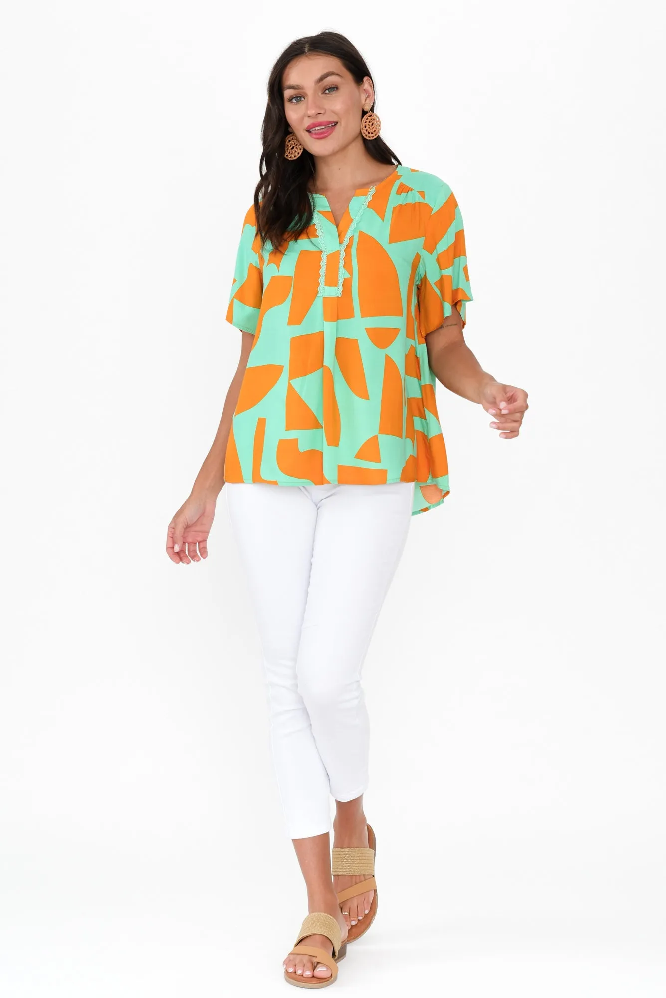 Adrina Teal Abstract Top sold by Blue Bungalow product image thumbnail 2