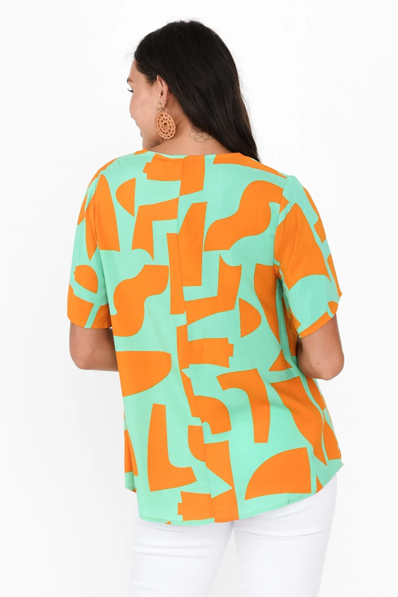 Adrina Teal Abstract Top sold by Blue Bungalow product image thumbnail 4