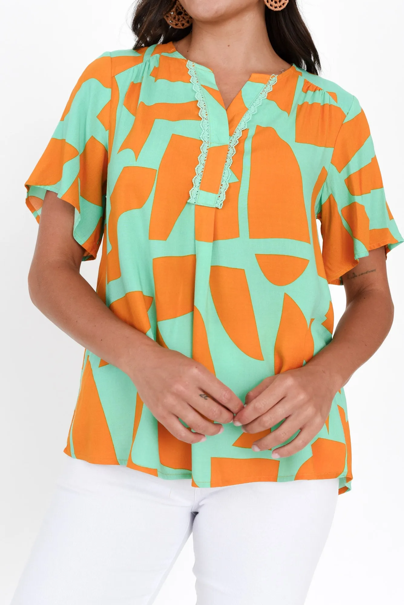 Adrina Teal Abstract Top sold by Blue Bungalow product image thumbnail 5