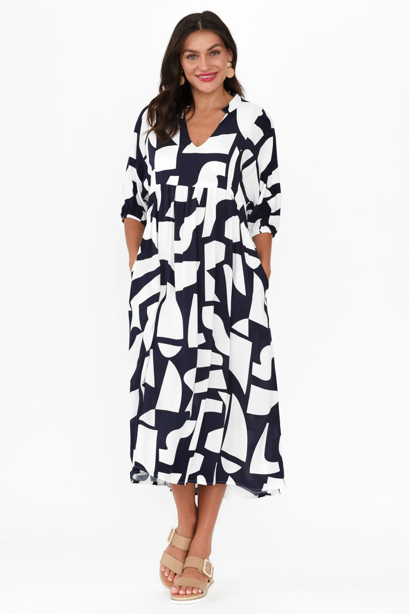 Trey Navy Abstract Midi Dress sold by Blue Bungalow product image thumbnail 2