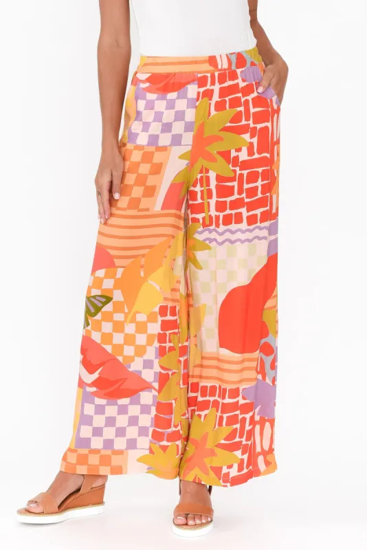 Cath Red Geo Pocket Pants sold by Blue Bungalow