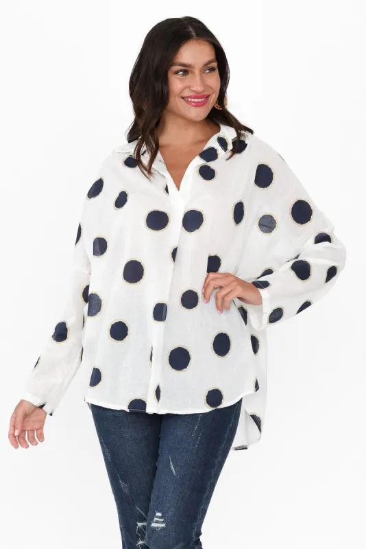 Garcia White Spot Cotton Top sold by Blue Bungalow