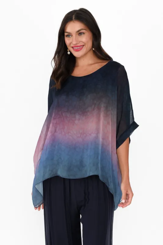 Mercer Navy Abstract Silk Layer Top sold by Blue Bungalow